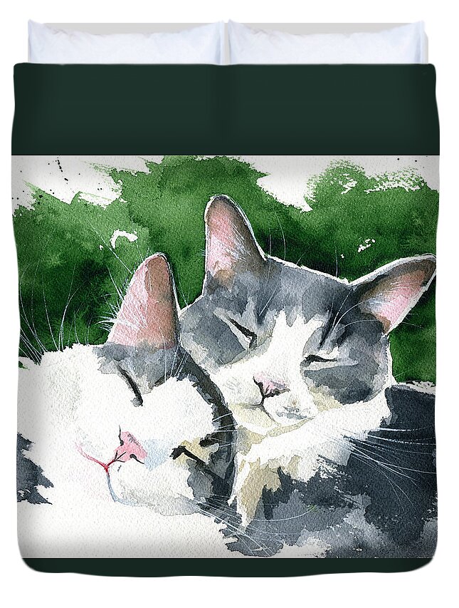 Brothers Duvet Cover featuring the painting Brothers by Dora Hathazi Mendes