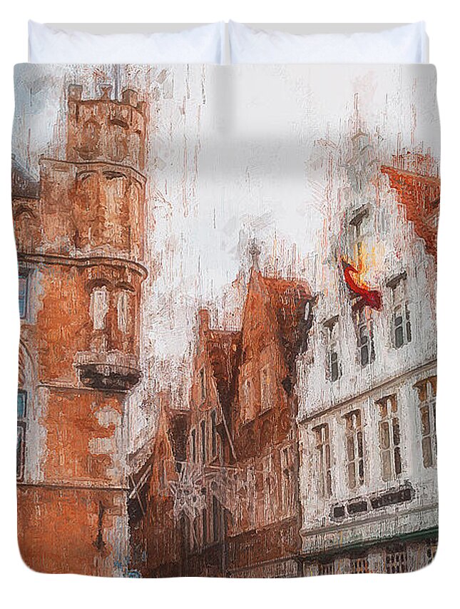 Belgium Duvet Cover featuring the painting Bruges, Belgium - 03 by AM FineArtPrints