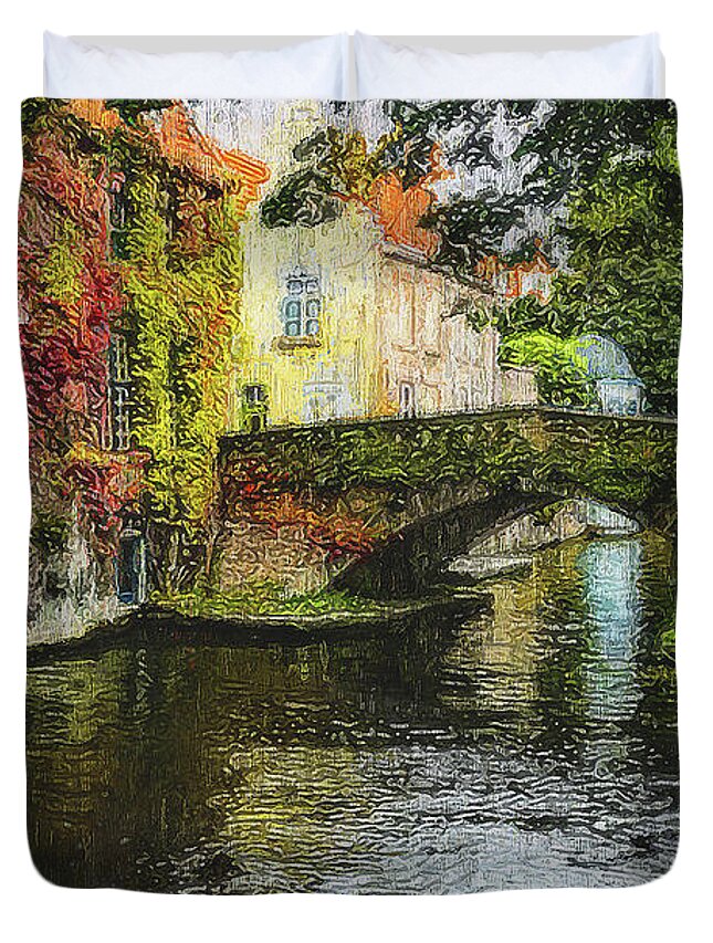 Belgium Duvet Cover featuring the painting Bruges, Belgium - 07 by AM FineArtPrints