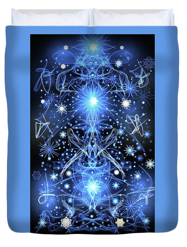 Digital Art Duvet Cover featuring the digital art Blue Butterfly Universe by Kelley Springer