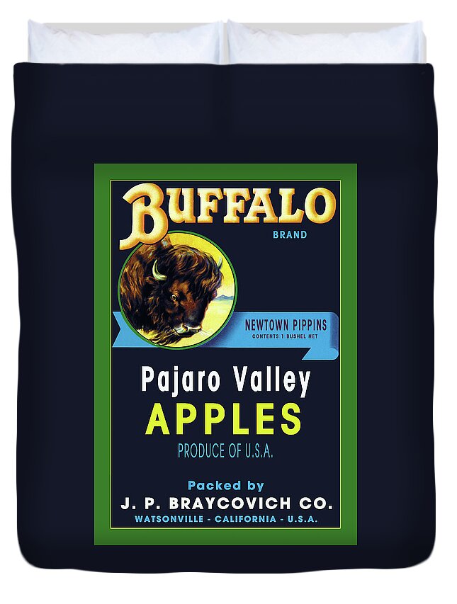 Buffalo Duvet Cover featuring the painting Buffalo Brand Apples by Unknown