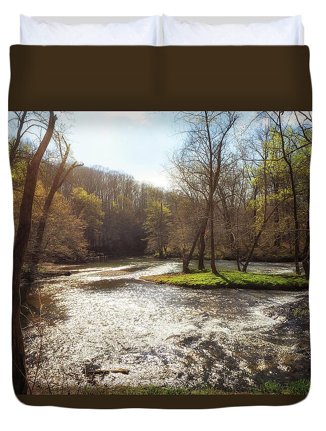 Buffalo River Duvet Cover featuring the photograph Buffalo River - Natchez Trace - Metal Ford by Susan Rissi Tregoning