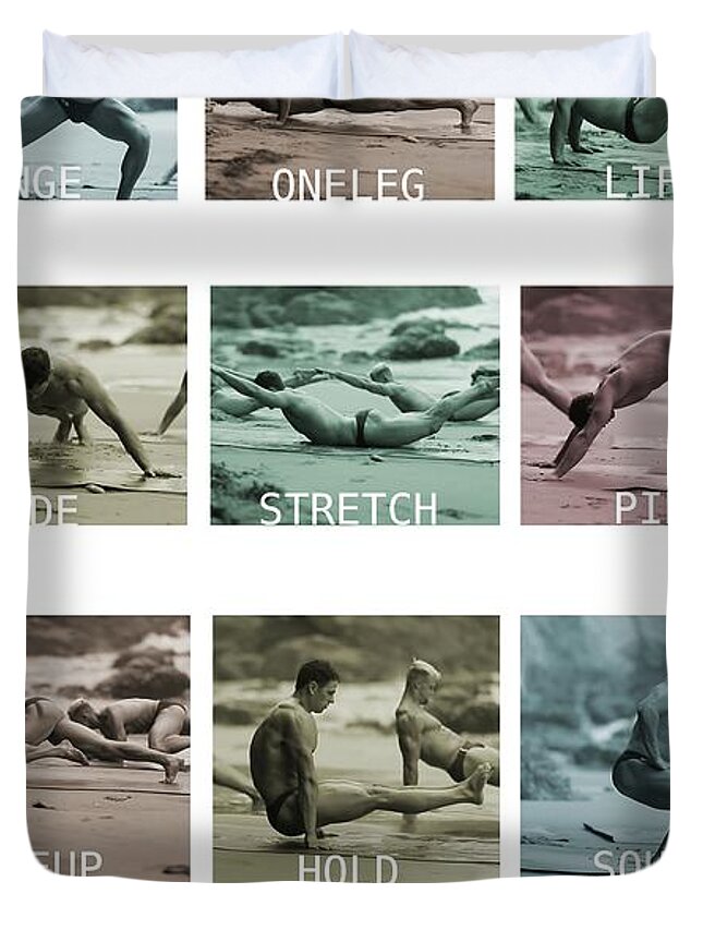 Bumfitbeach Workout Duvet Cover featuring the digital art Bum Fit Beach Workout by John Gholson