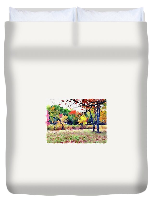 Photoshopped Photograph Duvet Cover featuring the digital art Bumblebee forrest in the fall by Steve Glines