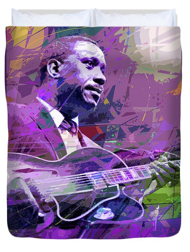 Jazz Duvet Cover featuring the painting Bumpin' Wes Montgomery by David Lloyd Glover