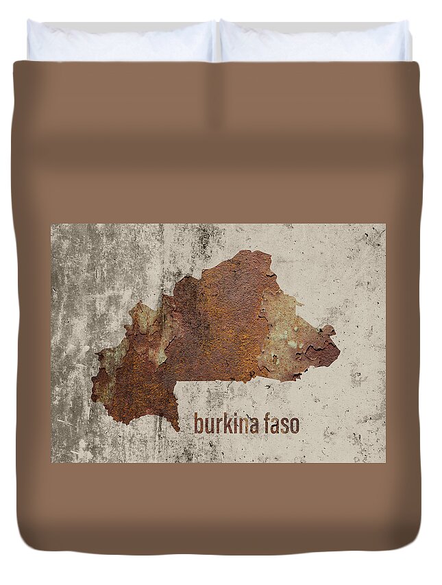 Burkina Faso Map Rusty Cement Country Series Duvet Cover by Design