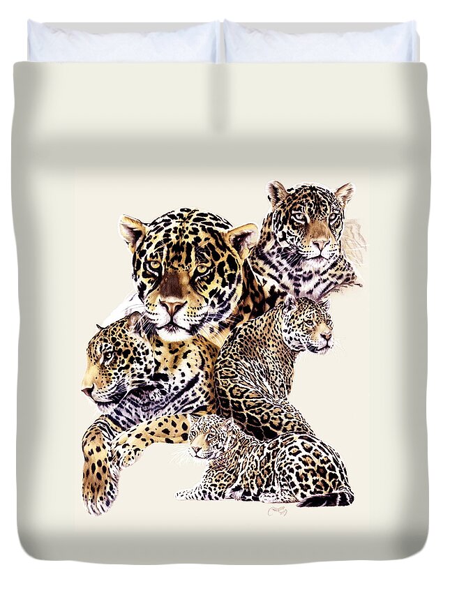 Jaguar Duvet Cover featuring the drawing Burn by Barbara Keith