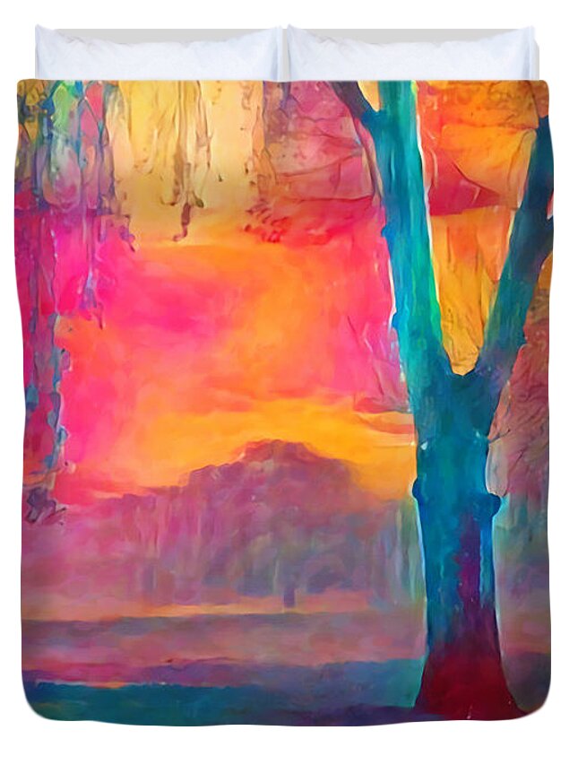 Australia Duvet Cover featuring the painting Bush Sunset by Chris Armytage
