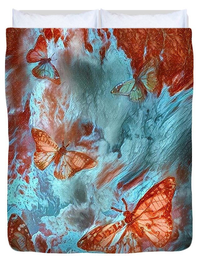 Abstract Duvet Cover featuring the digital art Butterflies by Bruce Rolff