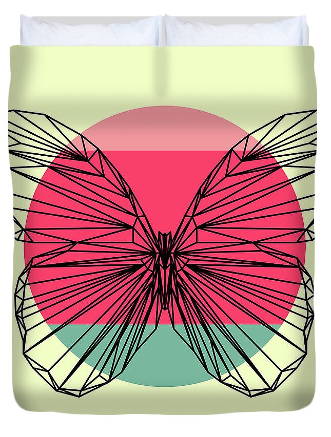 Butterfly Duvet Cover featuring the digital art Butterfly and Sunset by Naxart Studio