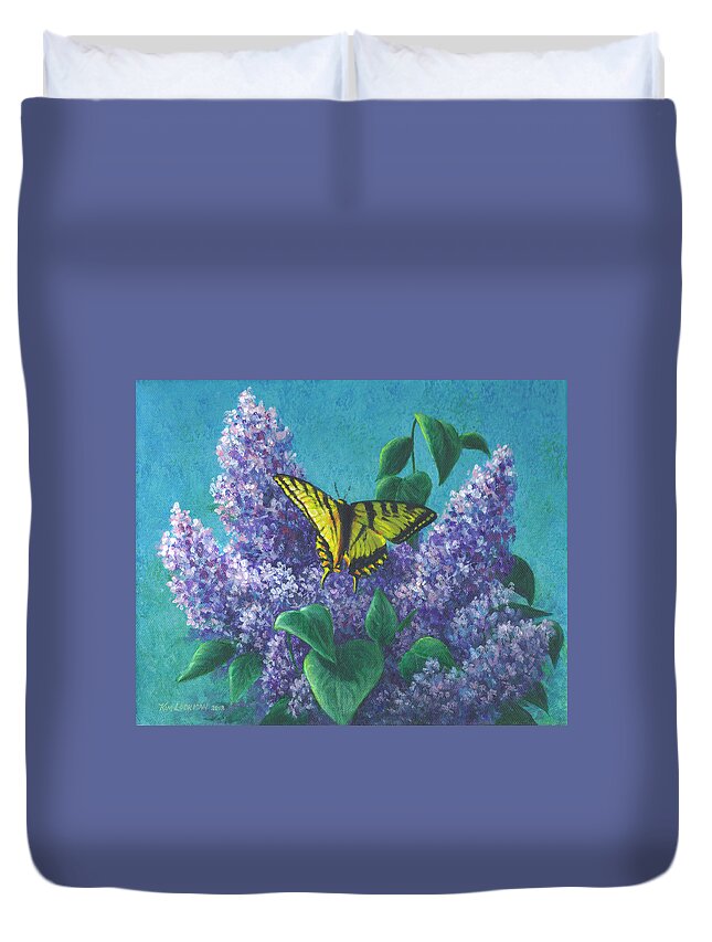 Butterfly Duvet Cover featuring the painting Butterfly Bliss by Kim Lockman