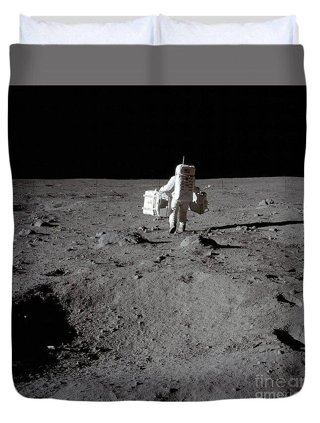 1960s Duvet Cover featuring the photograph Buzz Aldrin At Tranquility Base, 1969 by 