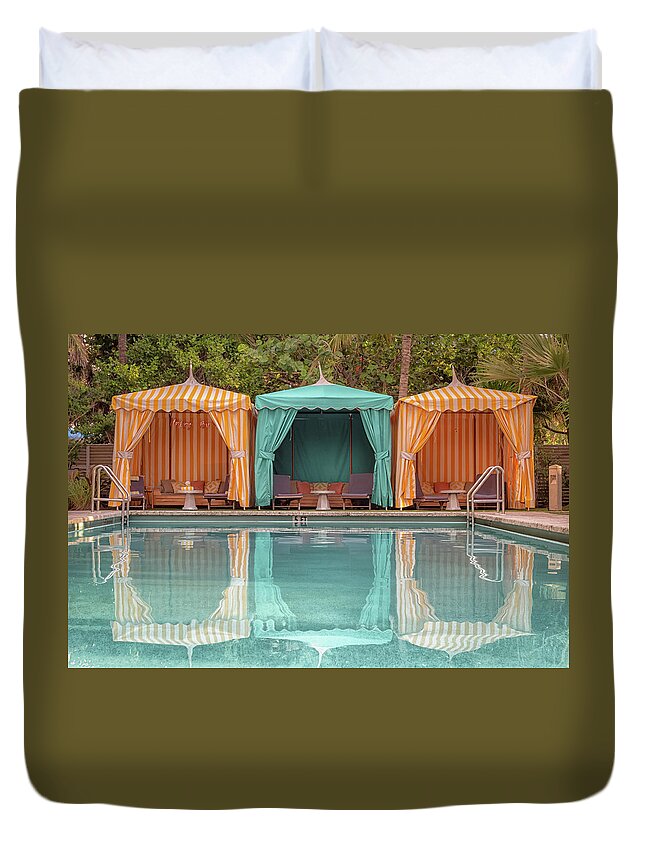 Cabana Duvet Cover featuring the photograph Cabanas by Alison Frank
