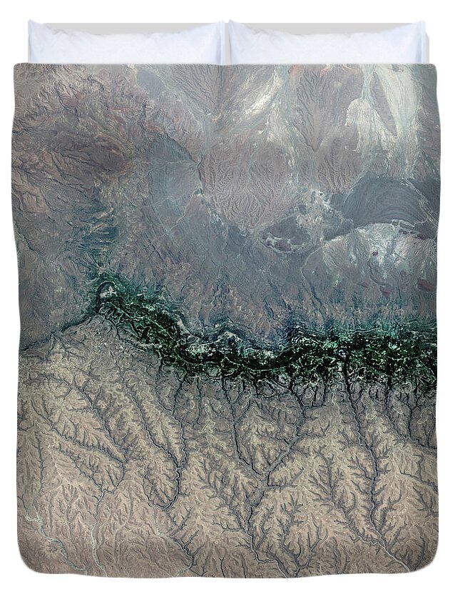 Satellite Image Duvet Cover featuring the digital art Cal Madow, Somaliland from space by Christian Pauschert
