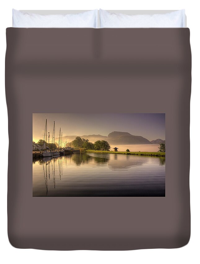 Tranquility Duvet Cover featuring the photograph Caledonian Canal by Image By Nonac digi For The Green Man