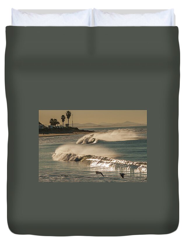 Waves Duvet Cover featuring the photograph California Dreaming by Dorothy Cunningham