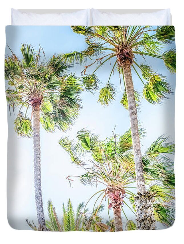Palm Tree Duvet Cover featuring the photograph California Dreaming Palm Trees by Gene Parks