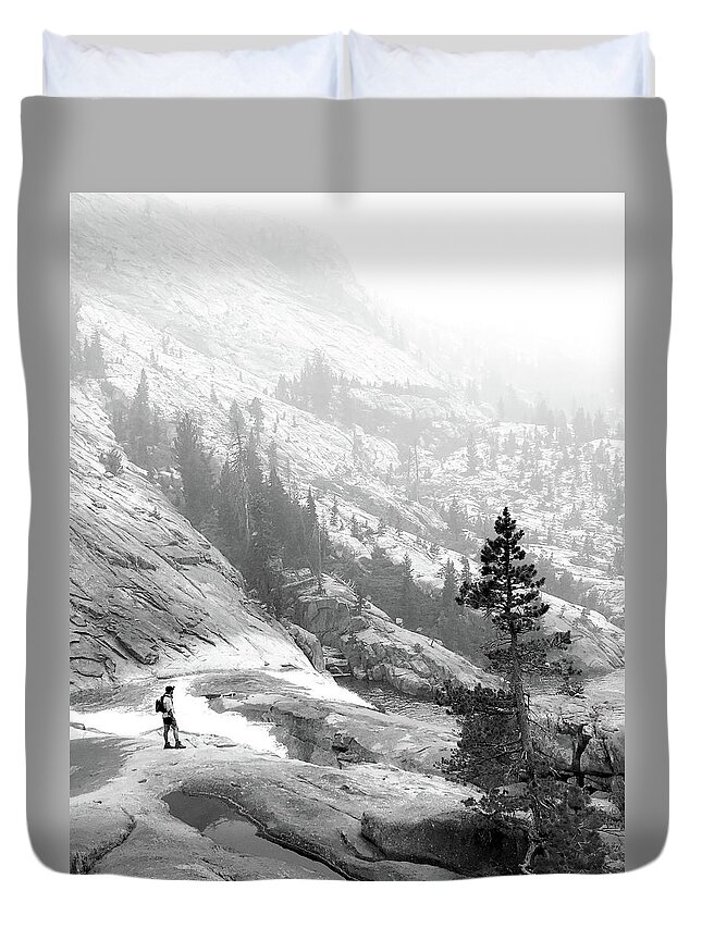 Yosemite Duvet Cover featuring the photograph California Falls - Yosemite by Richard A Brown