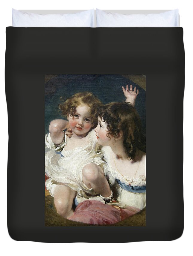 Girls Duvet Cover featuring the painting Calmady Children by Sir Thomas Lawrence