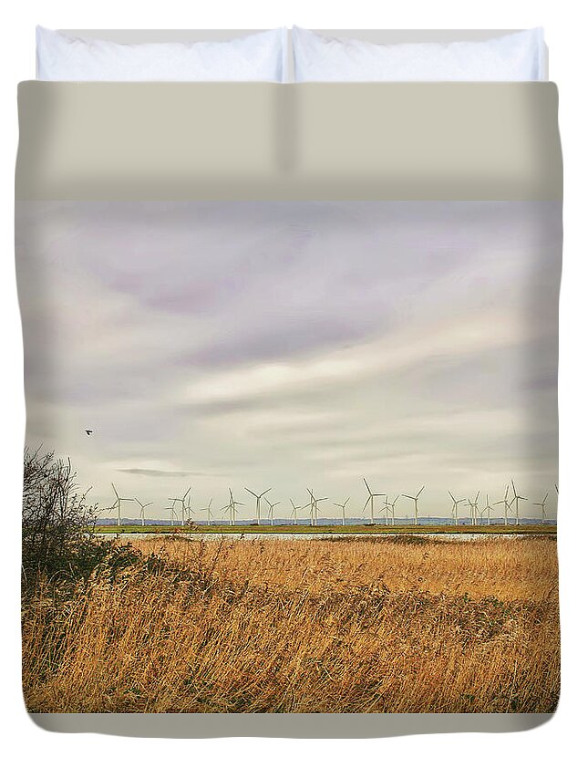 Tranquility Duvet Cover featuring the photograph Camber Wind Farm by Larigan - Patricia Hamilton