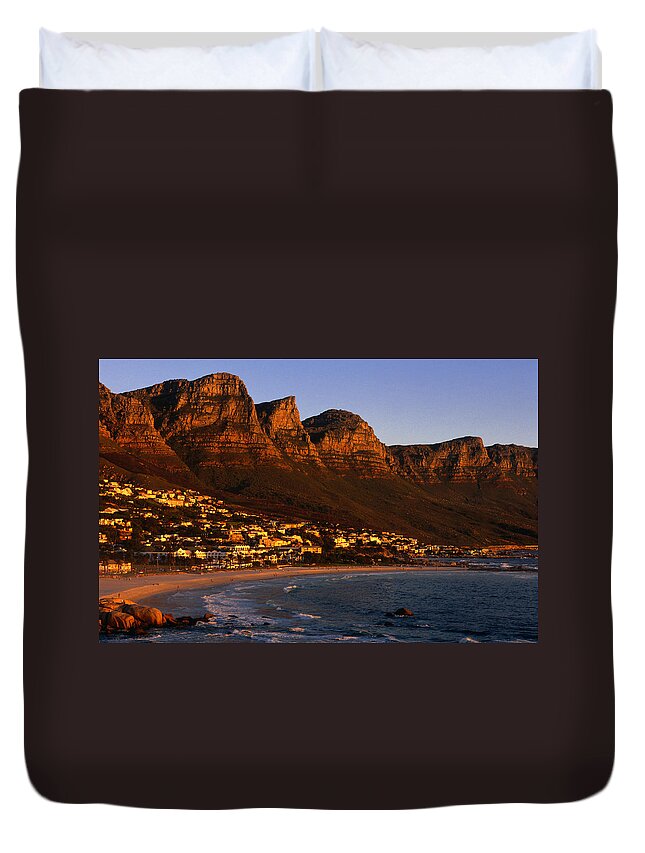 Town Duvet Cover featuring the photograph Camps Bay, Wide Angle, Cape Town, South by Lonely Planet