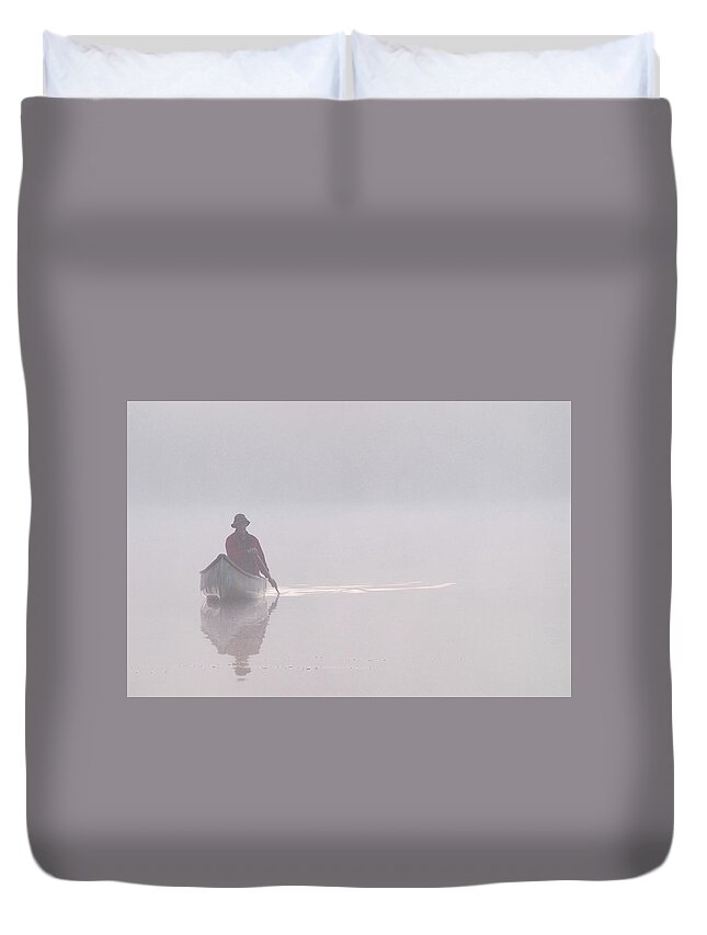 Canoe Duvet Cover featuring the photograph Canadian Morning by Minnie Gallman