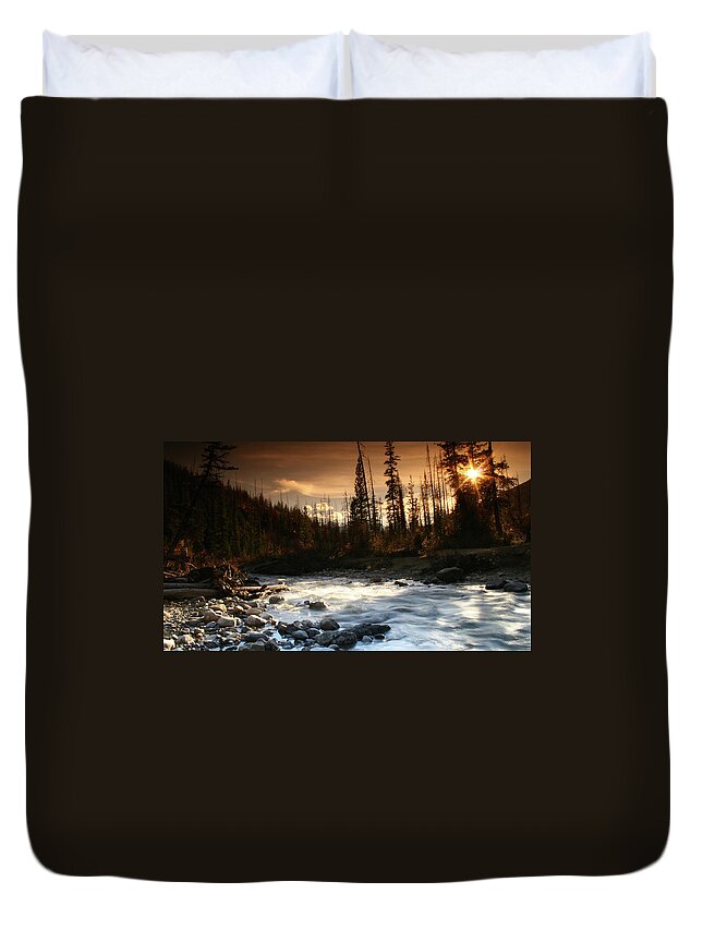 Scenics Duvet Cover featuring the photograph Canadian Rockies Wilderness Scene by Imaginegolf