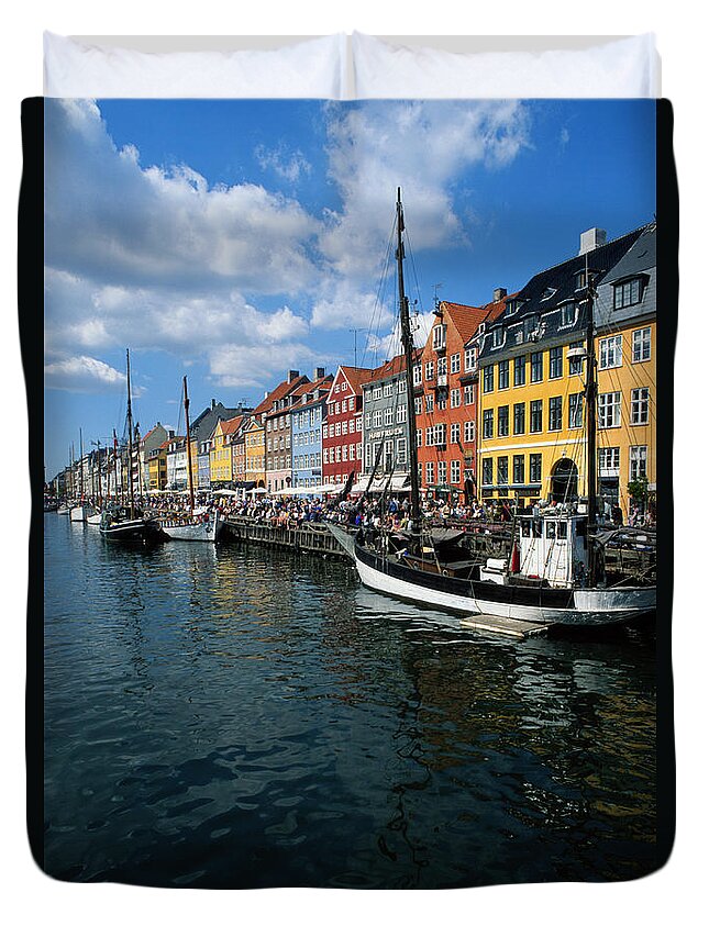 Row House Duvet Cover featuring the photograph Canal, Copenhagen, Denmark by Donovan Reese