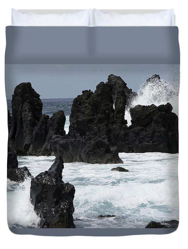 Volcanic Rock Duvet Cover featuring the photograph Canary Islands, Lanzarote, Los by Wilfried Krecichwost