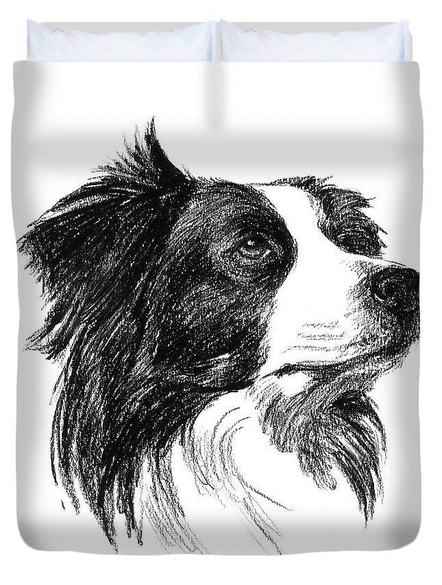 Animals Duvet Cover featuring the painting Canine Study I by Ethan Harper