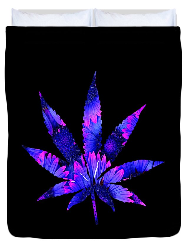 Weed Leaf Duvet Cover featuring the digital art Cannabis Rainbow Design 106 by Lin Watchorn