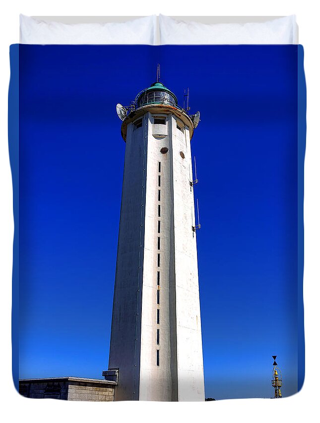 Phare Duvet Cover featuring the photograph Cap Antipher Lighthouse by Olivier Le Queinec