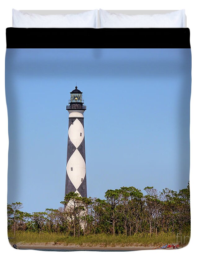 Lighthouse Duvet Cover featuring the photograph Cape Lookout Lighthouse - Cape Lookout North Carolina by Kerri Farley