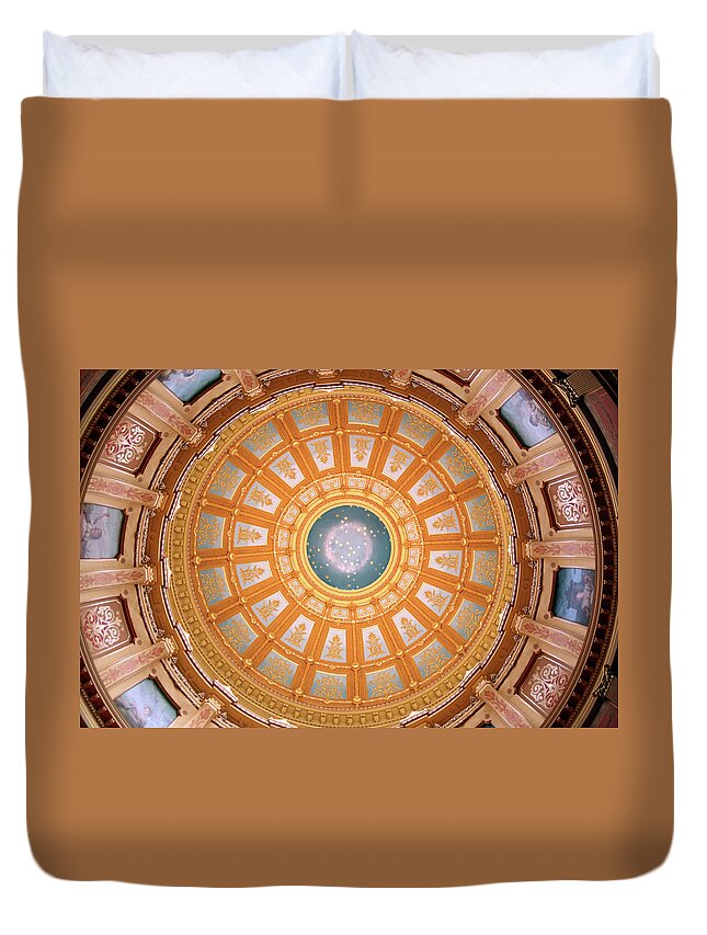Architectural Feature Duvet Cover featuring the photograph Capital Dome, Lansing Michigan by Ngirish