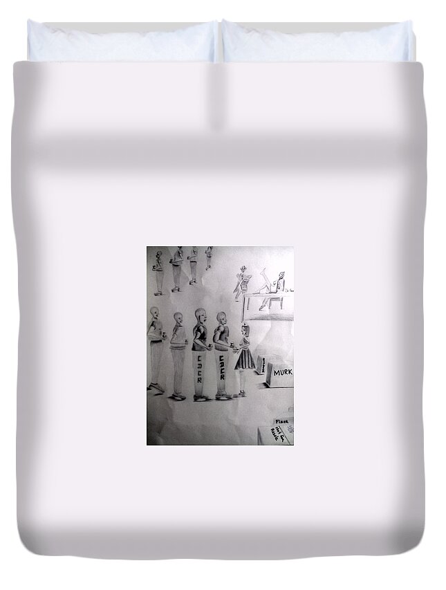 Blak Art Duvet Cover featuring the drawing Capitalizing on Justice by Donald Cnote Hooker
