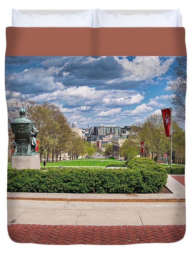 Madison Duvet Cover featuring the photograph Capitol - Madison - Wisconsin from Bascom Hall by Steven Ralser