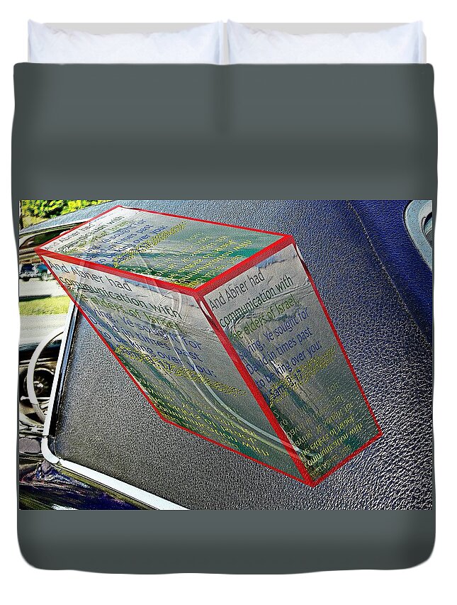 Cars Duvet Cover featuring the digital art Car roof symbol with text as a box by Karl Rose