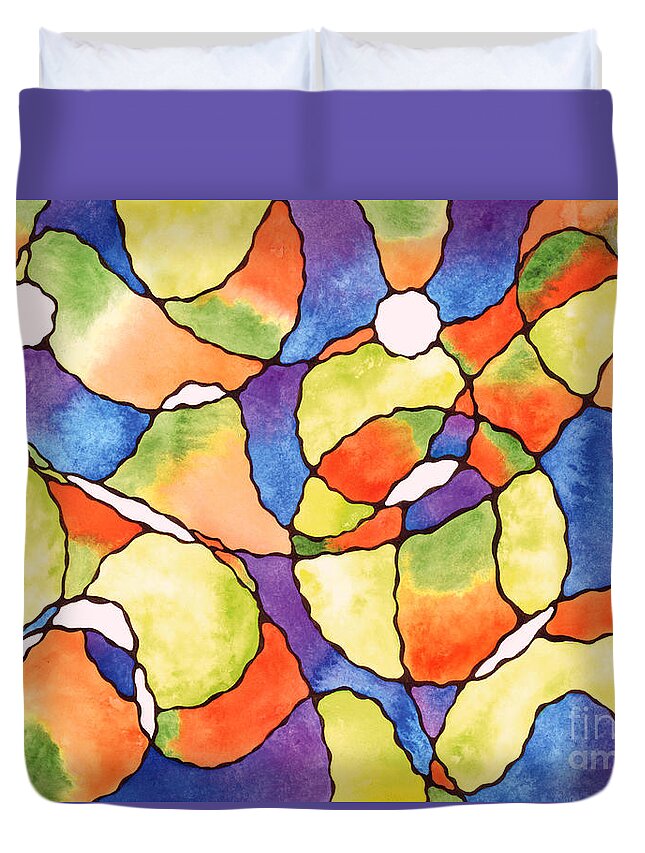 Watercolor Duvet Cover featuring the photograph Carnival Balloon Abstract by Kristen Fox