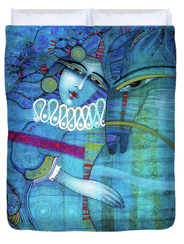 Albena Duvet Cover featuring the painting Carousel by Albena Vatcheva