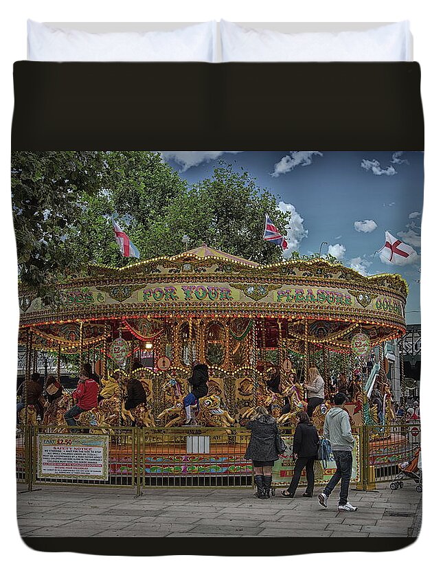 Architecture Duvet Cover featuring the photograph Carousel in London by Darryl Brooks