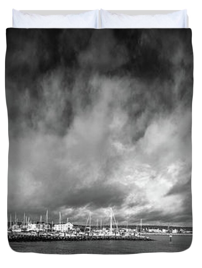 Carrickfergus Duvet Cover featuring the photograph Carrickfergus Harbour 2M by Nigel R Bell