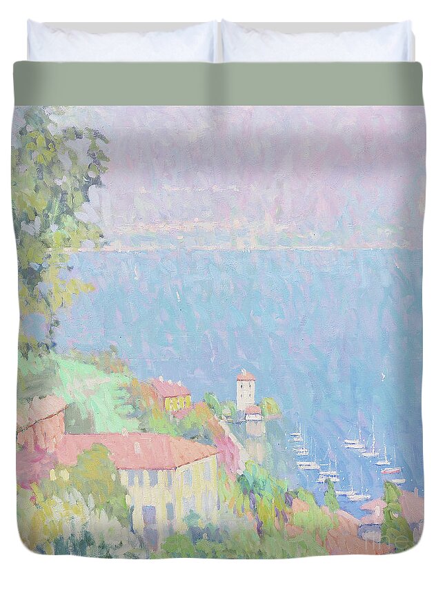 Fresia Duvet Cover featuring the painting Carried Away by Jerry Fresia