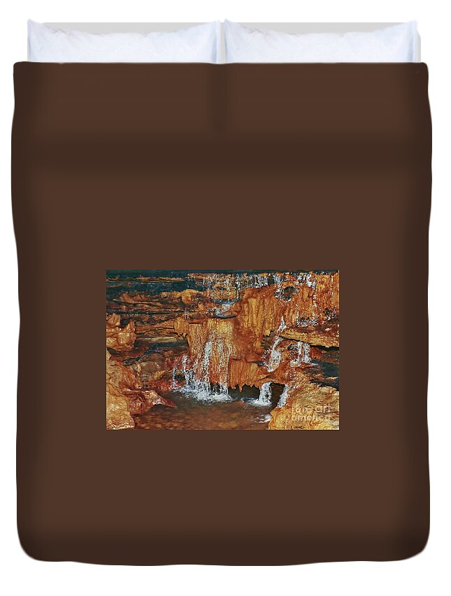 Cave Duvet Cover featuring the photograph Cave Waterfall by D Hackett