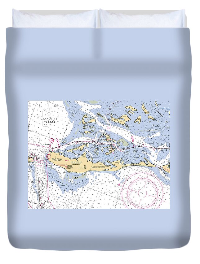 11426 Duvet Cover featuring the photograph Cayo Costa Nautical Chart by Nautical Chartworks