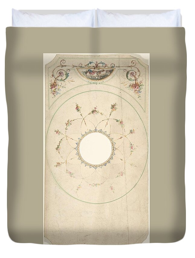 Design Duvet Cover featuring the painting Ceiling Design with Center Cut Out Attributed to J. S. Pearse British, active 1854-68 by J S Pearse