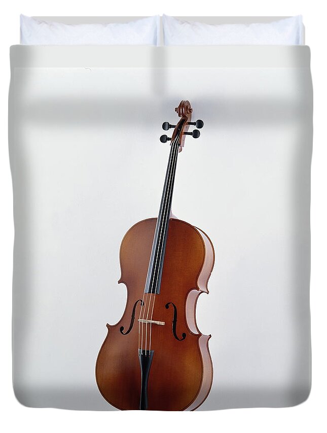 White Background Duvet Cover featuring the photograph Cello by Howard Kingsnorth