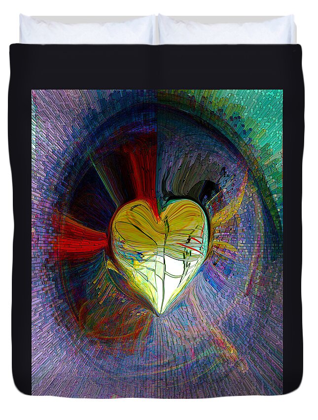 Center Of The Heart Duvet Cover featuring the digital art Center Of The Heart by Linda Sannuti
