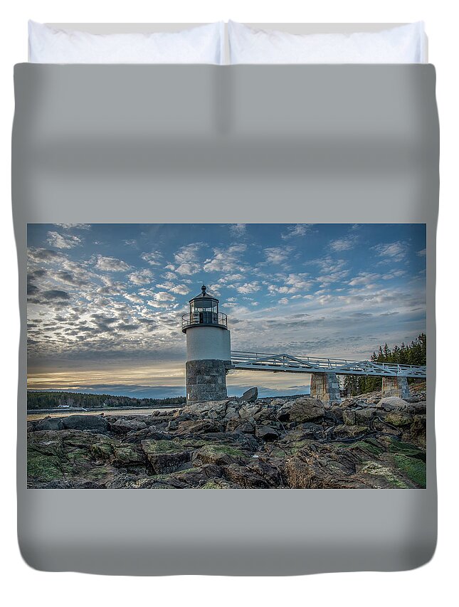 Marshall Point Lighthouse Duvet Cover featuring the photograph Centered Light by Tony Pushard