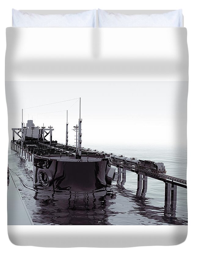 Land Vehicle Duvet Cover featuring the photograph Cgi Crude Oil Transportation Vehicles by Coneyl Jay