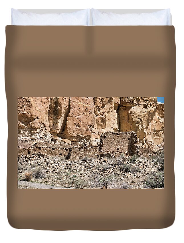 Pueblo Cultures Duvet Cover featuring the photograph Chacoan Great House, Chaco Canyon, NM by Segura Shaw Photography